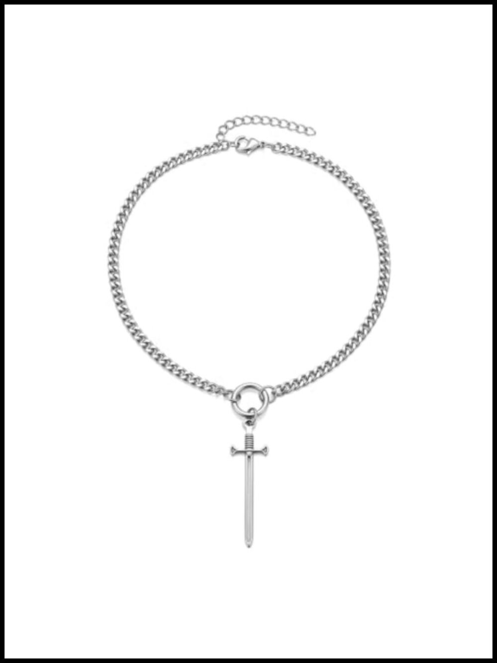 Stainless Steel O-Ring Cuban Link Choker Necklace Punk Goth Unisex